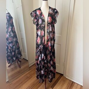 Betsey Johnson Sheer Polka dot and Floral Top